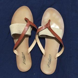Lucky Brand Brown Leather and Canvas Sandals 8.5